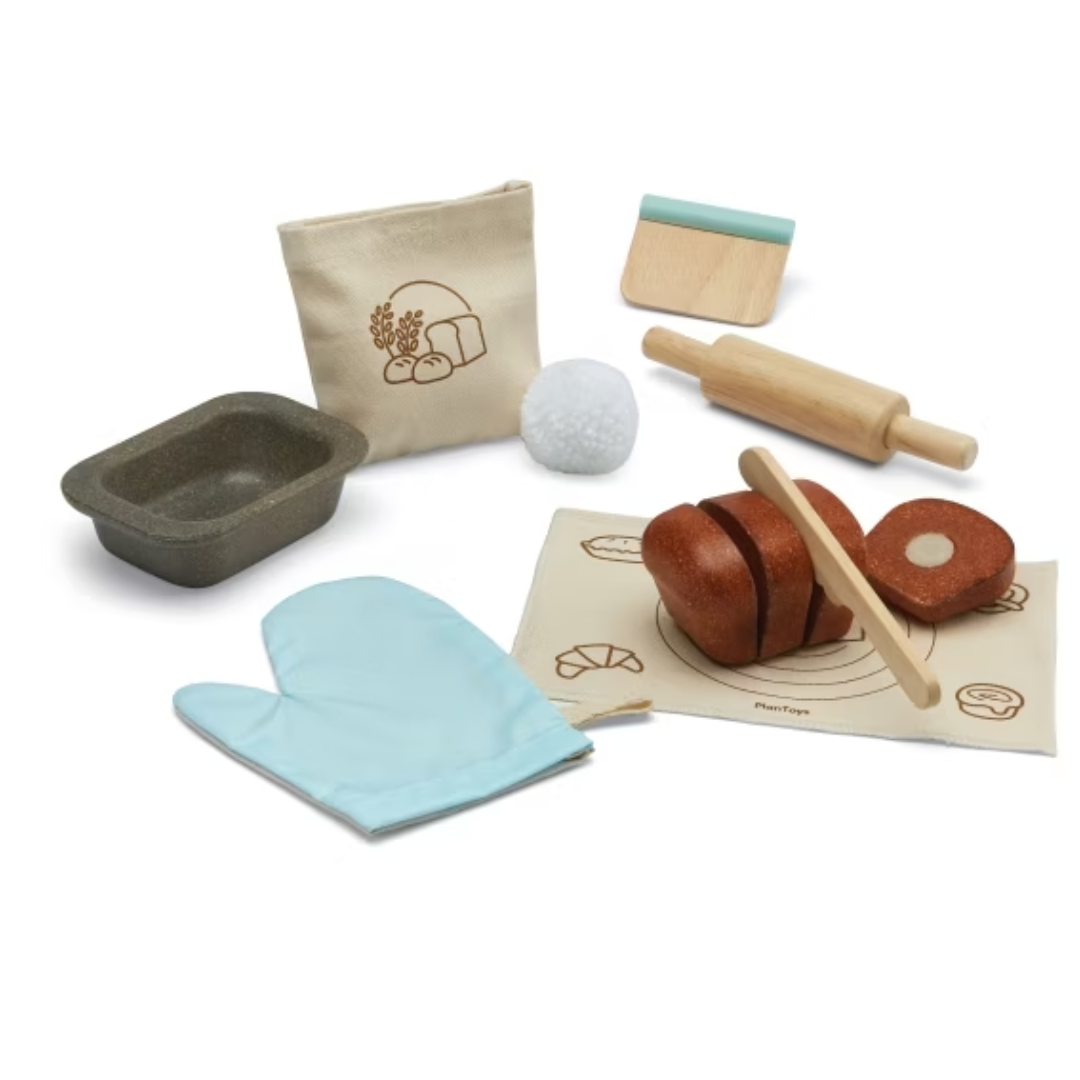 Bakarset i trä med brödlimpa och tillbehör från PlanToys