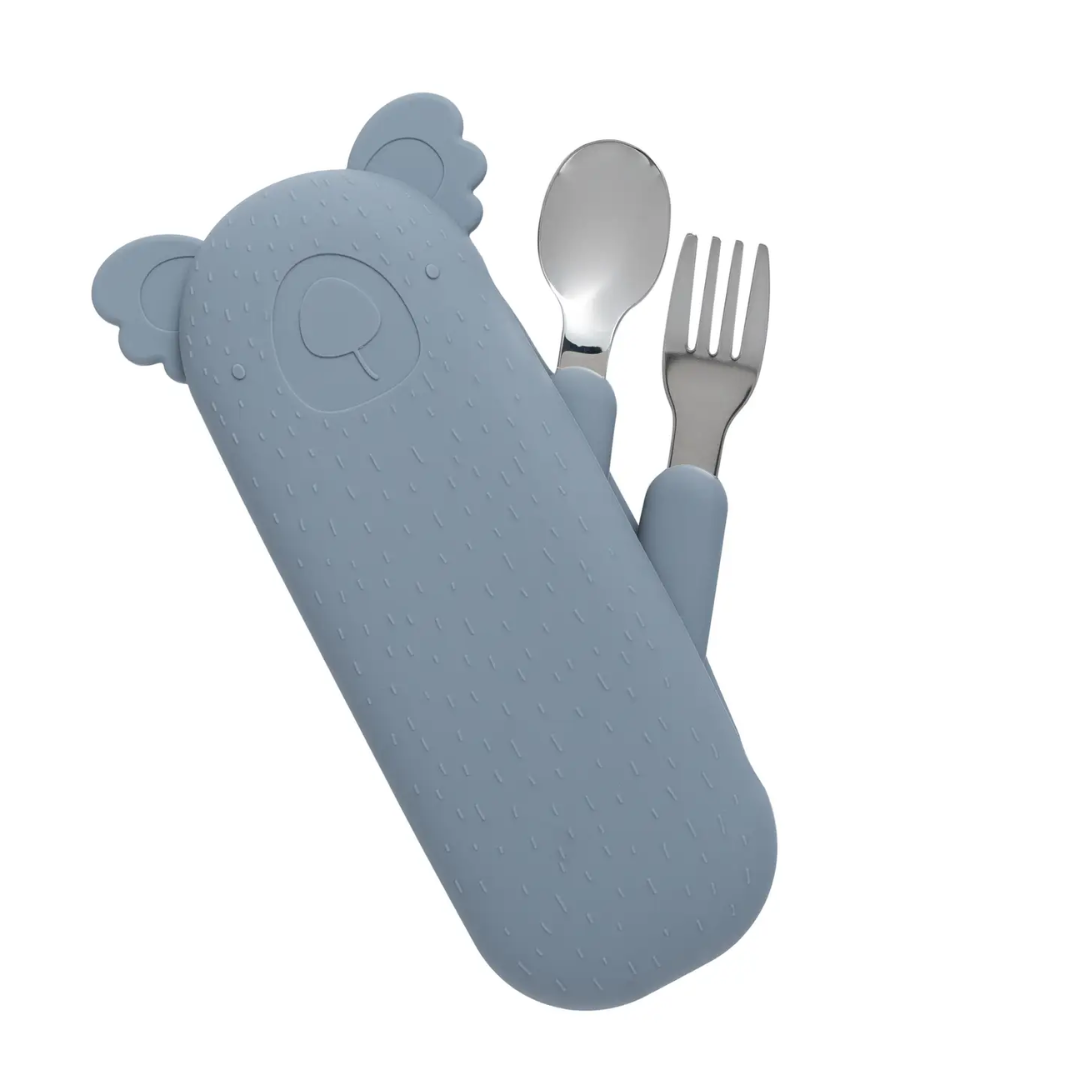 Barnbestick Grå med Fodral | the cotton cloud