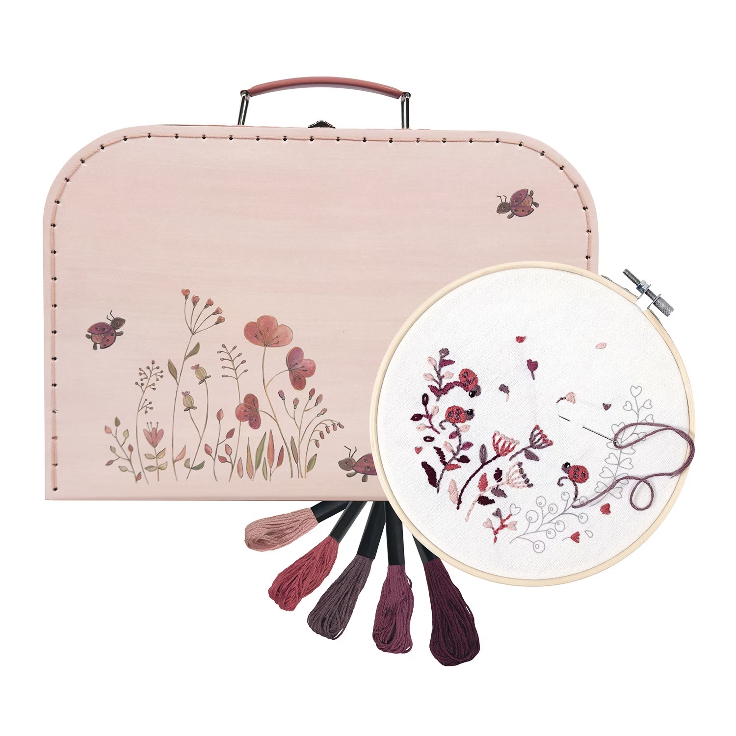 Broderikit med nyckelpigormotiv – kreativt kit för barn att lära sig brodera