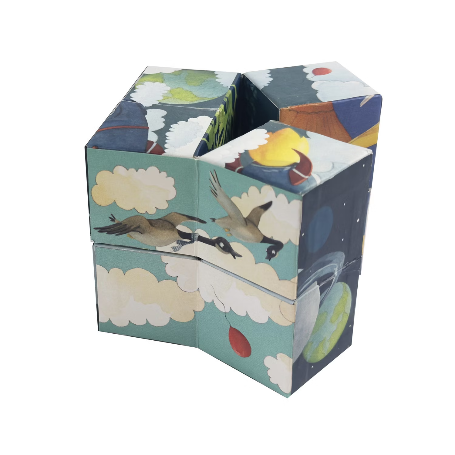 Evighetskub Himmel – ekologisk träleksak med himmelstema för barnens lek och lärande