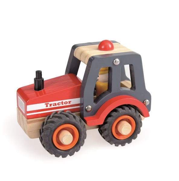 Ekologisk trätraktor med gummihjul – leksak från 1 år | Egmont Toys