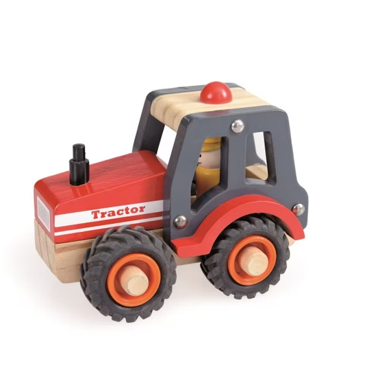 Ekologisk trätraktor med gummihjul – leksak från 1 år | Egmont Toys