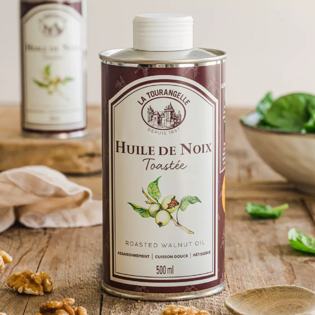 Ekologisk valnötsolja 500 ml – kallpressad rostad valnötsolja från La Tourangelle. Smakrik olja för sallader, bakning och gourmetmat.
