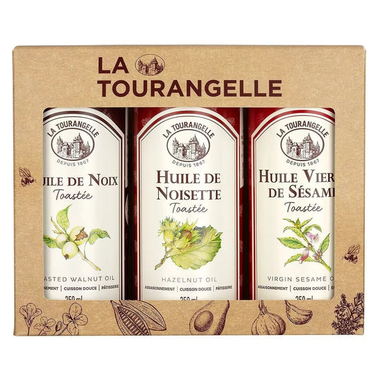 La Tourangelle Favorite Trio 3x250 ml – valnötsolja, hasselnötsolja & sesamolja i presentförpackning