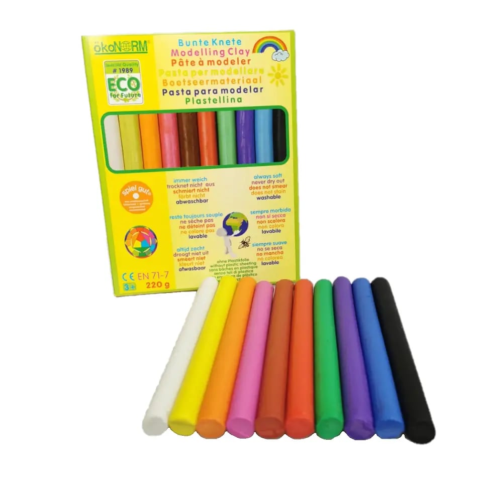 Ekologisk modellera i 10 färger från ökoNORM – giftfri, mjuk och säker för barn