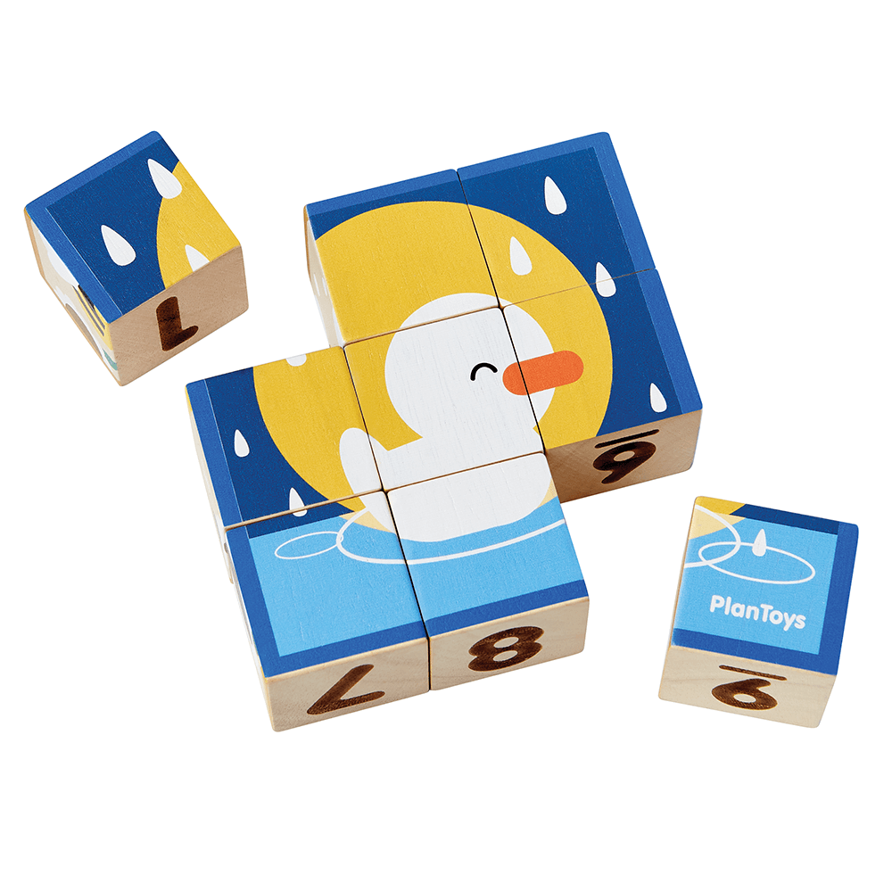 Ekologiskt träpussel med djur och siffror från PlanToys – för barn från 2 år