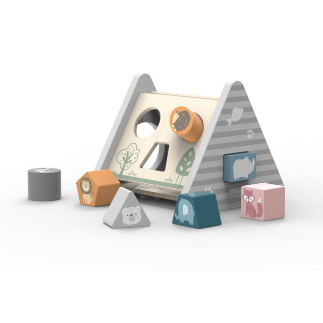 VIGA Plocklåda i trä – färgglad och pedagogisk leksak som utvecklar barnets motorik och logiska tänkande