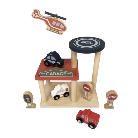 Egmont Toys Garage med Bilar - Träleksak med garage och bilar, en rolig och hållbar leksak för barnens lek.