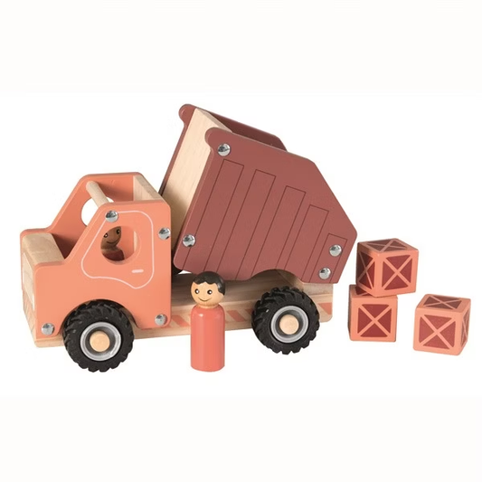 Egmont Toys FSC-certifierad trälastbil med färgglada klossar, utvecklar barnų motorik och kreativitet.