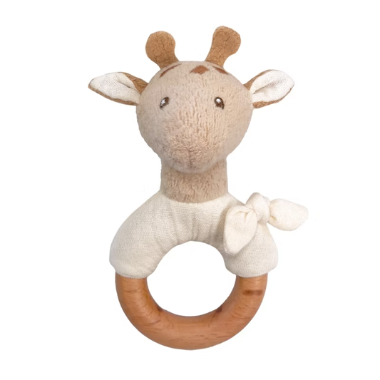 Egmont Toys Skallra Giraffen Léonie – färgglad träskallra för små händer