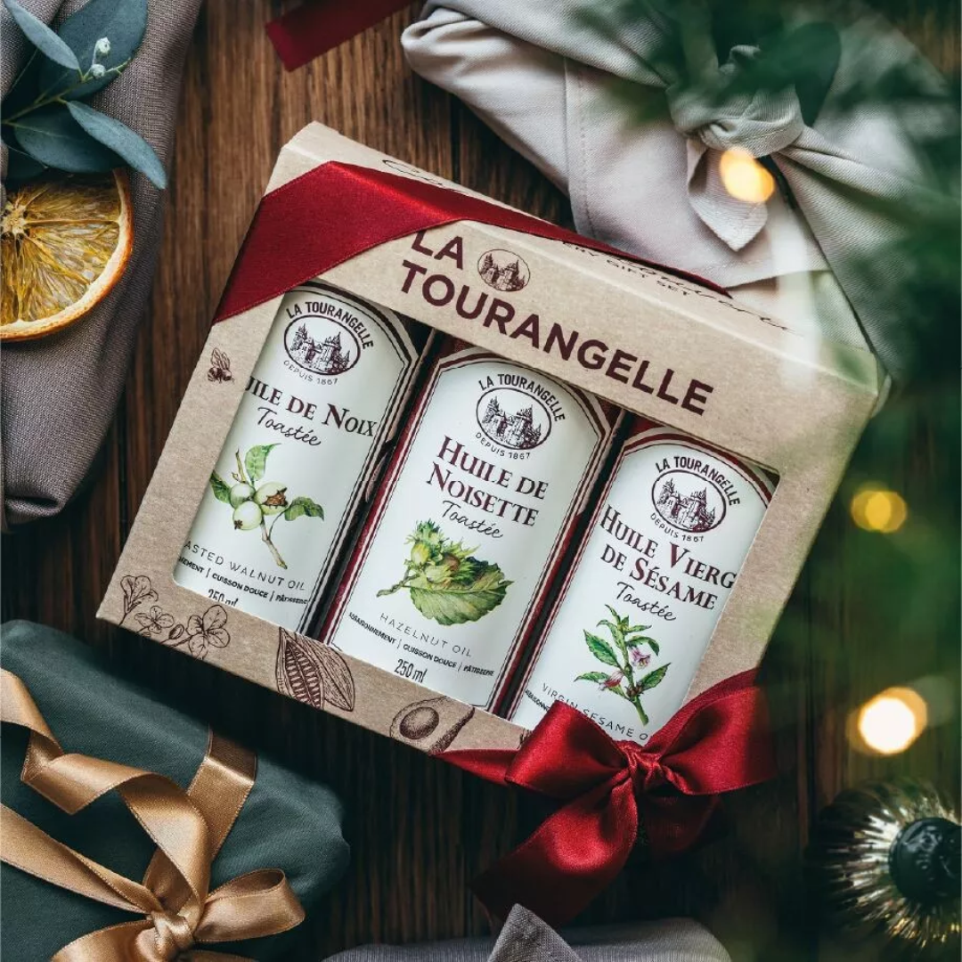 La Tourangelle Favorite Trio 3x250 ml – valnötsolja, hasselnötsolja & sesamolja i presentförpackning