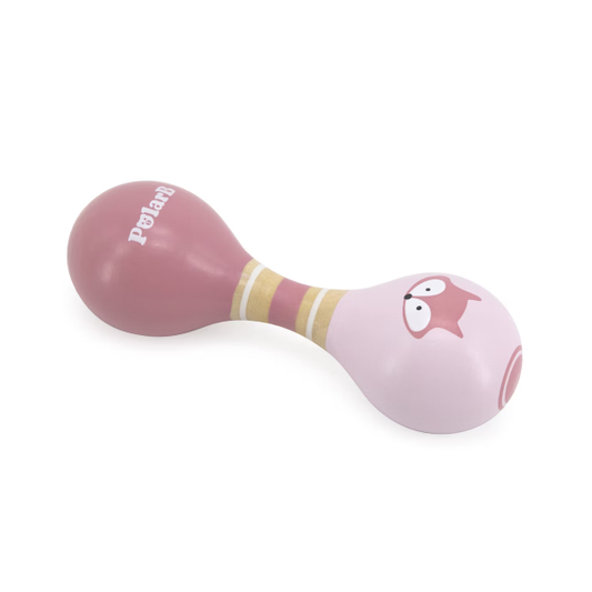 Trämaracas i form av en räv – mjukt ljud och ergonomisk design för spädbarn